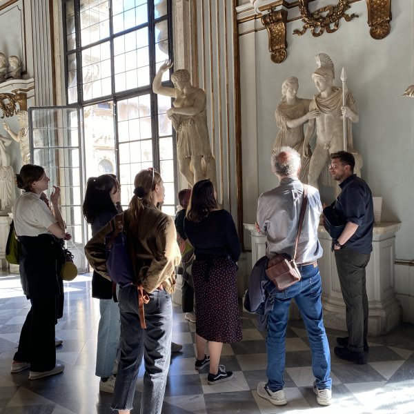 Graduate Students viewing art with Dr. Jones and Dr. Wallace